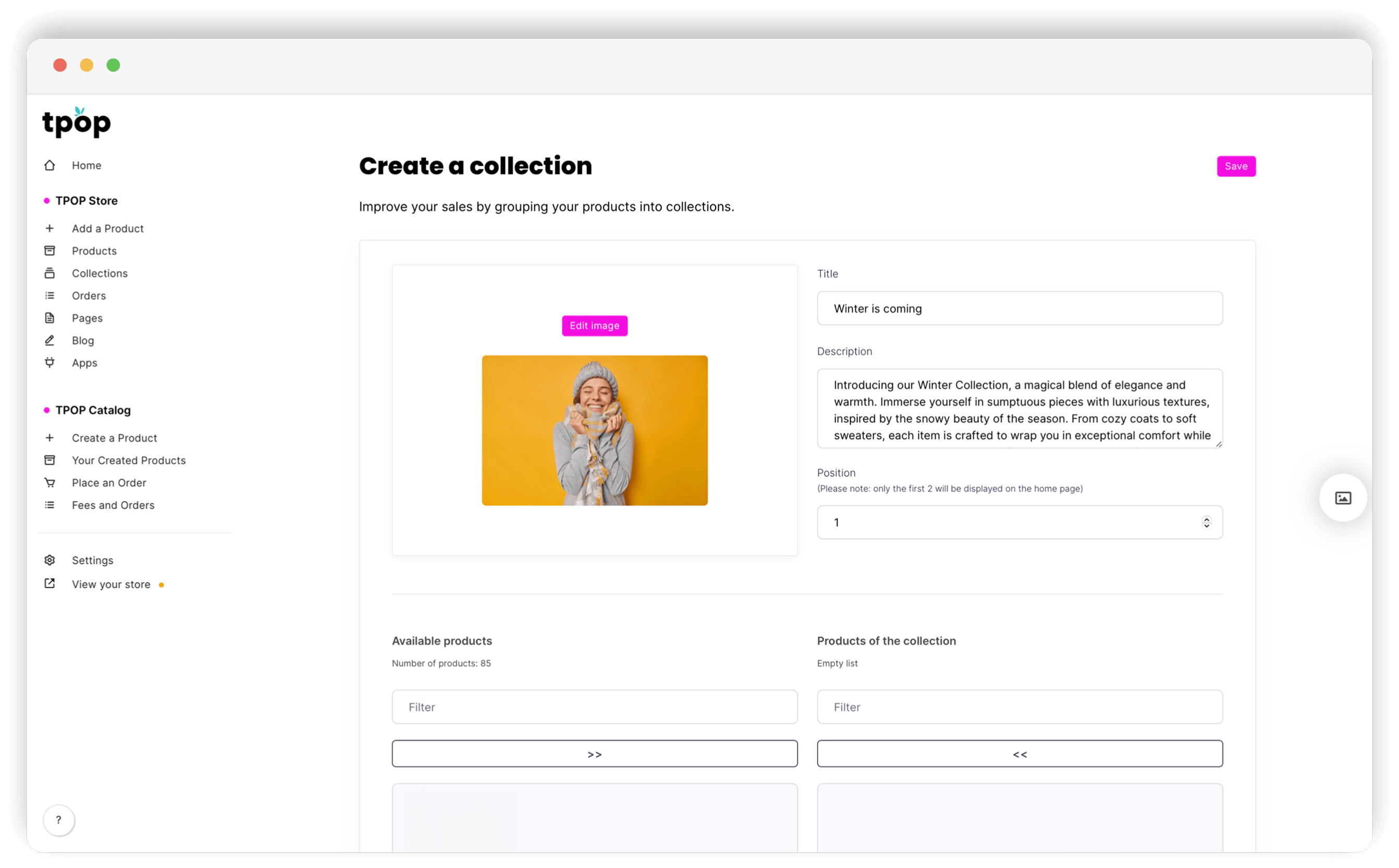 Comment créer mes collections sur ma boutique.