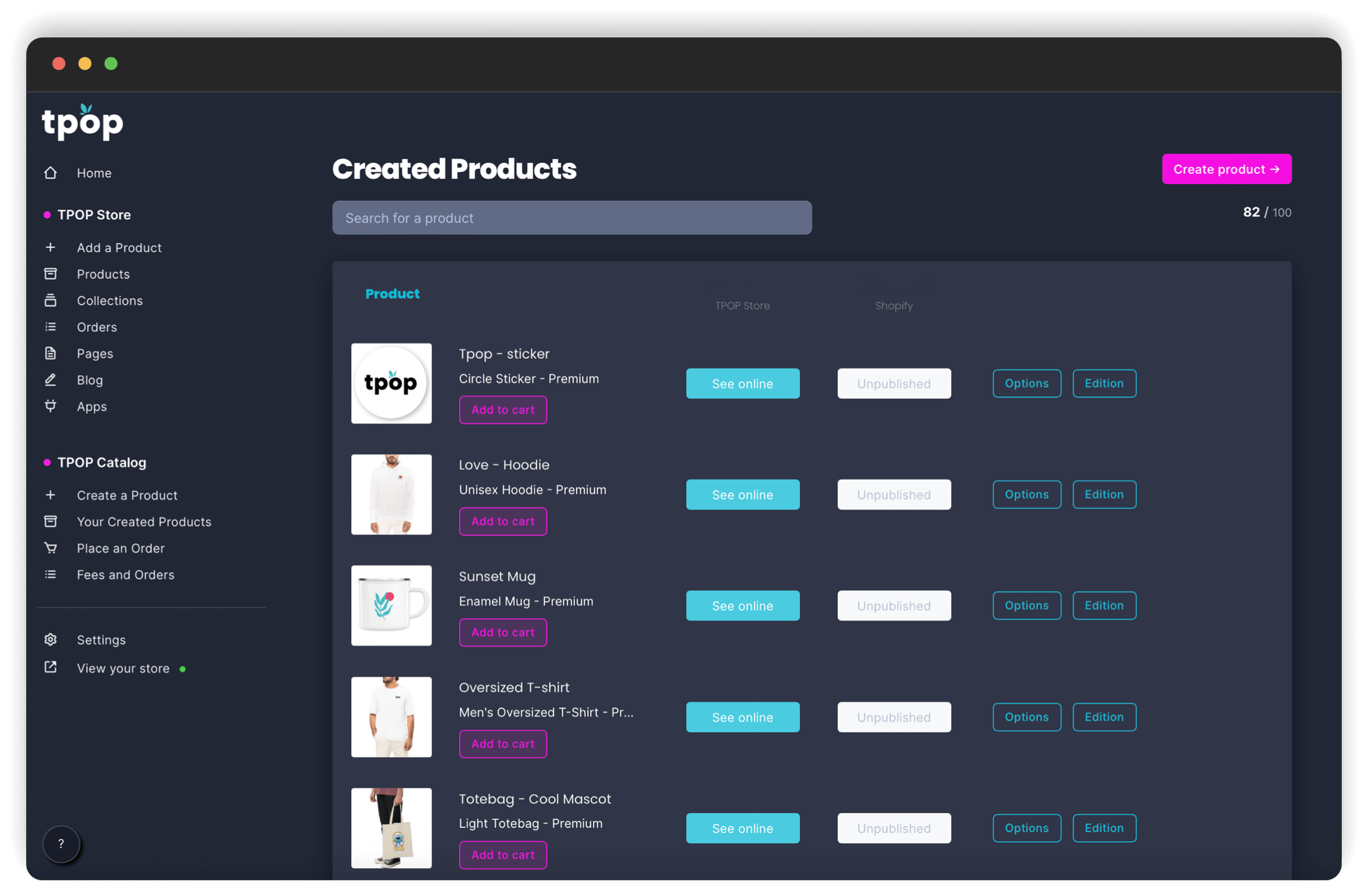 Une boutique en ligne gratuite.